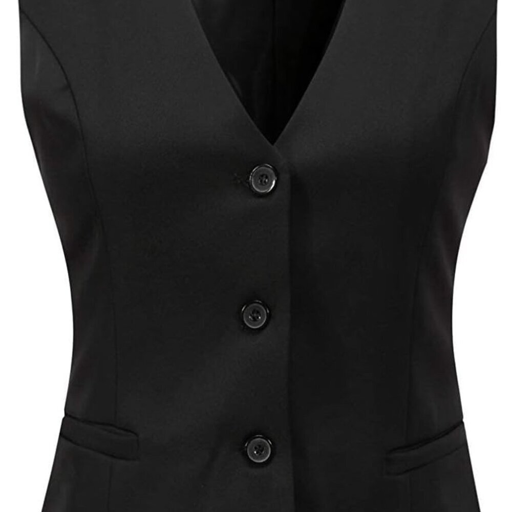 Women's Fully Lined 4 Button V-Neck Economy Dressy Suit Vest Waistcoat